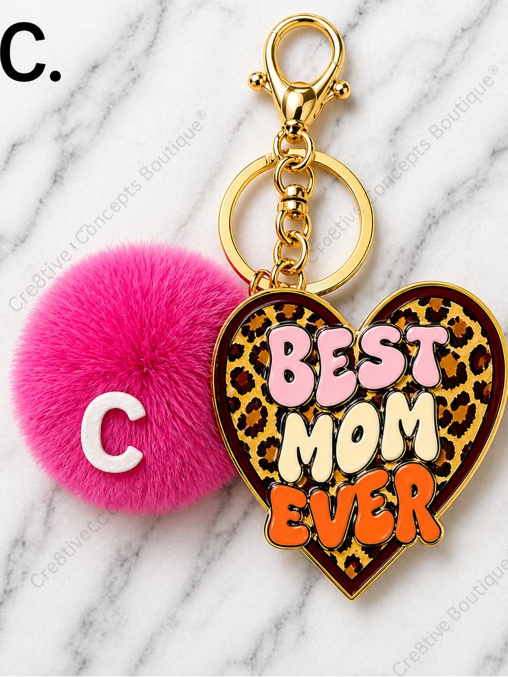 Hand-Crafted Pom Pom Lobster Claw Keychain Bag Charm | Gold Hardware - Picture 4 of 12